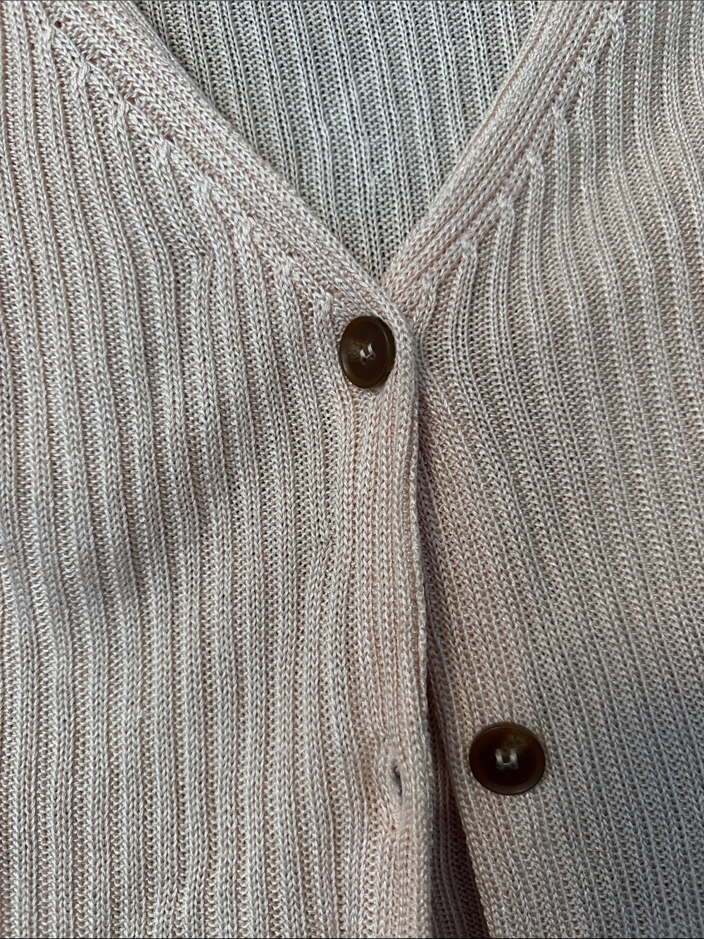Free People Cream Ribbed V-Neck Button Cardigan - Picture 2 of 4
